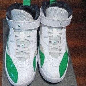 Jordan Kids White and Green Sneakers